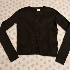 Brandy Melville John Galt brown sweater cardigan cable knit button down New